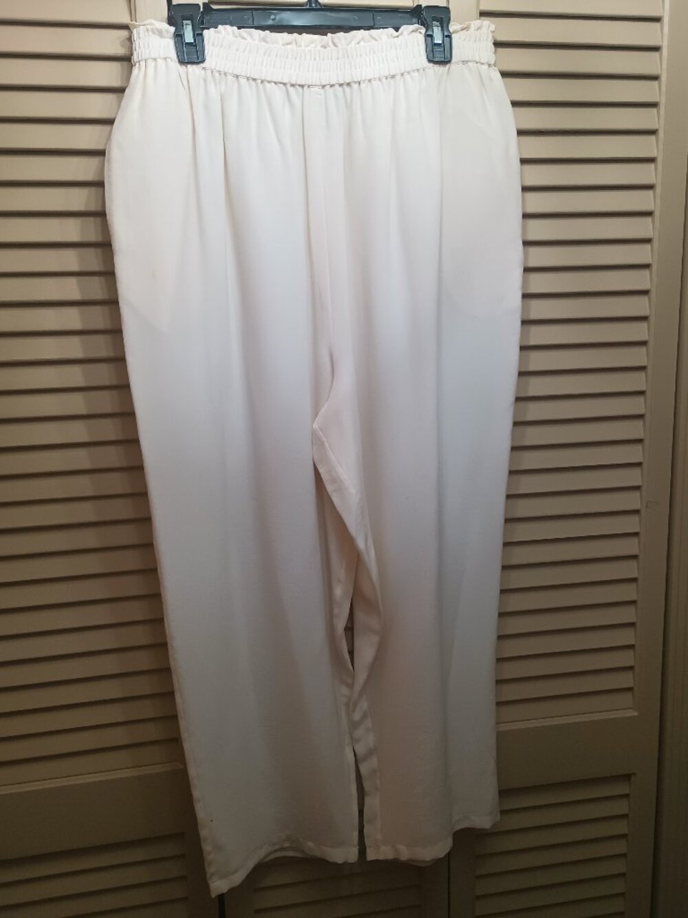 Diane Gilman Silk Ivory Elastic Waistband Pull-on Pants Sz 1X